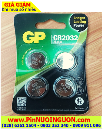 COMBO 01vỉ=4viên Pin 3v lithium GP CR2032 DL2032 chính hãng _Giá chỉ 39.000đ/ vỉ 4viên